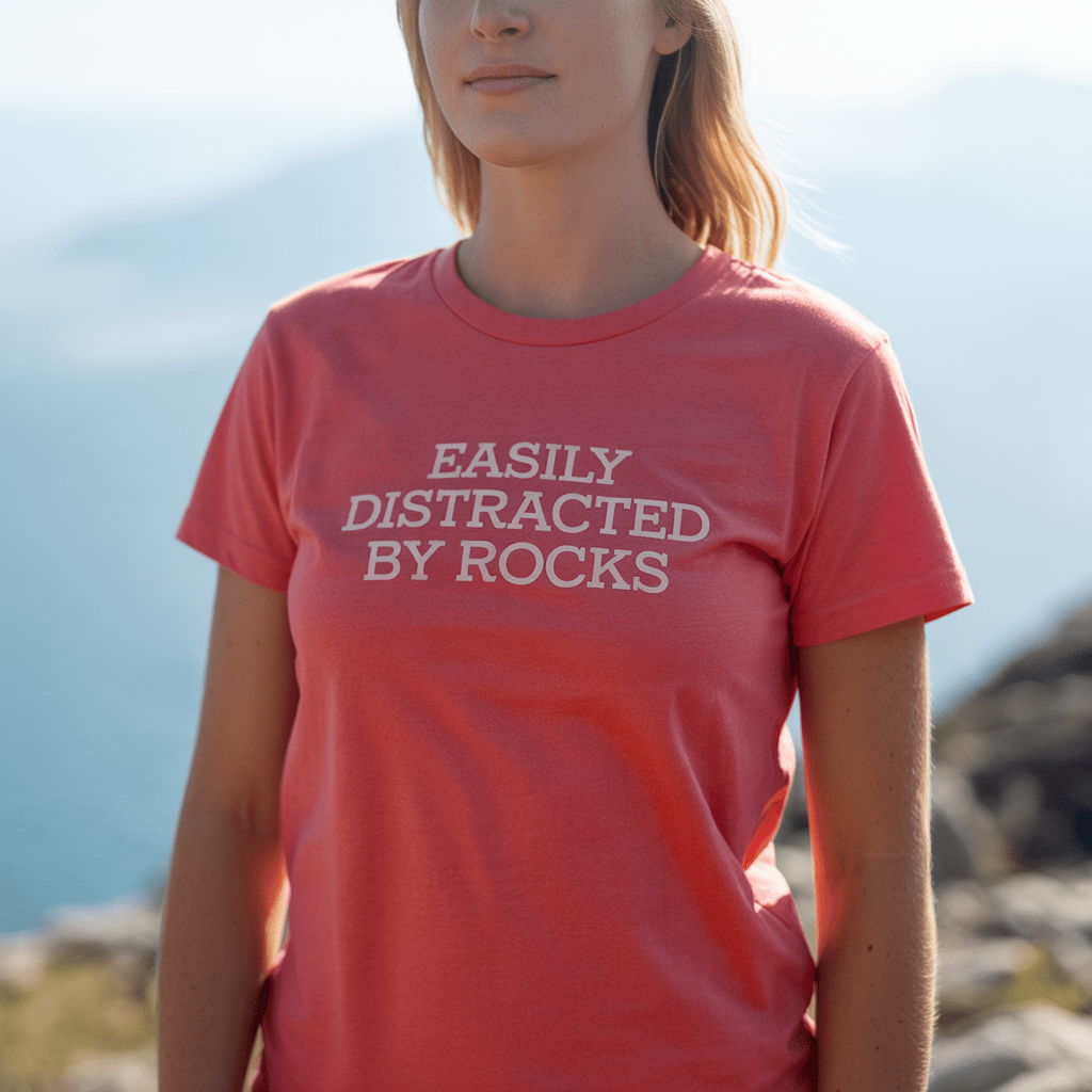 T-Shirt Heather Red / S Easily Distracted By Rocks Funny T-Shirt
