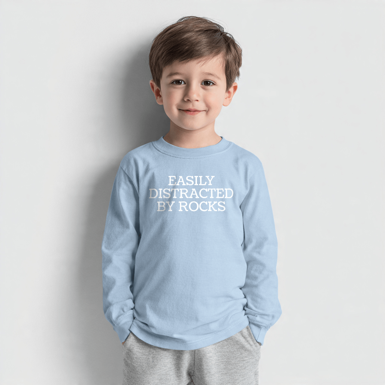 Kids clothes Light Blue / 2T Easily Distracted By Rocks Toddler Long Sleeve