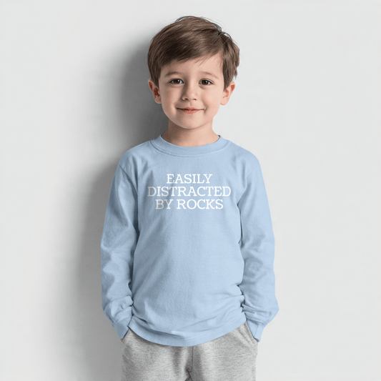 Kids clothes Light Blue / 2T Easily Distracted By Rocks Toddler Long Sleeve