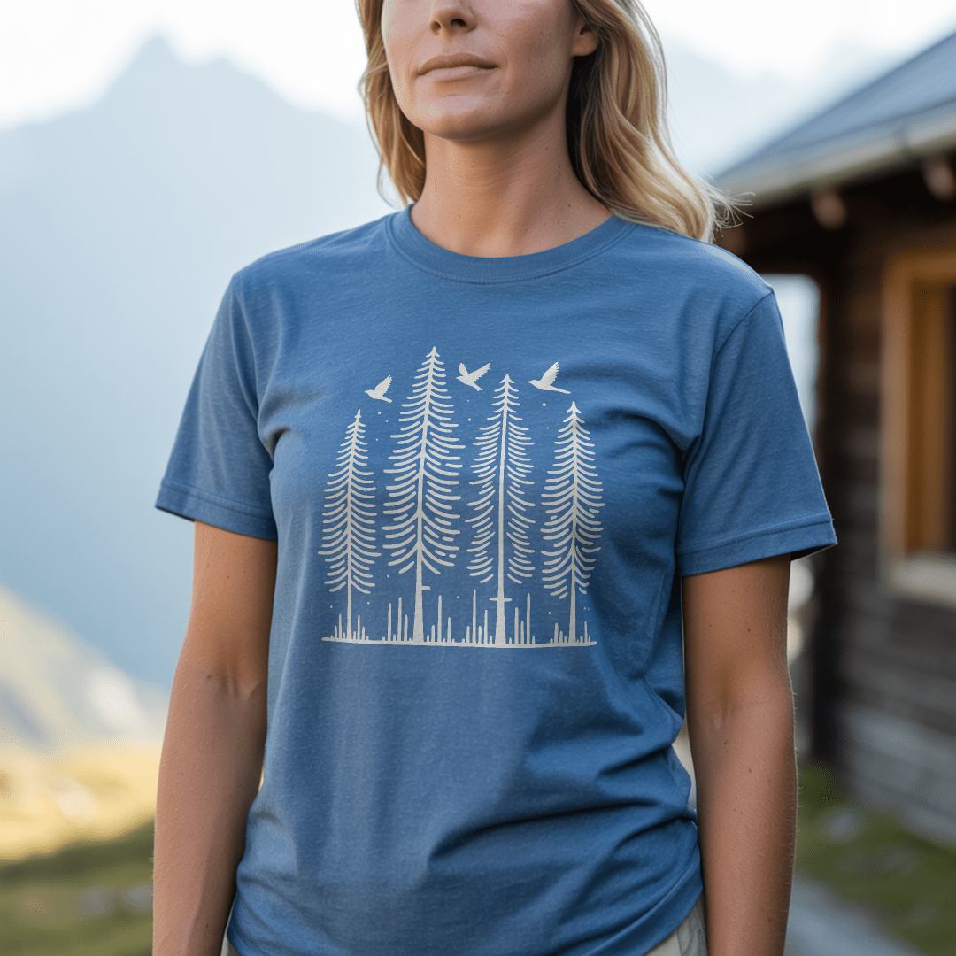T-Shirt Heather Indigo / S Pine Trees T-Shirt