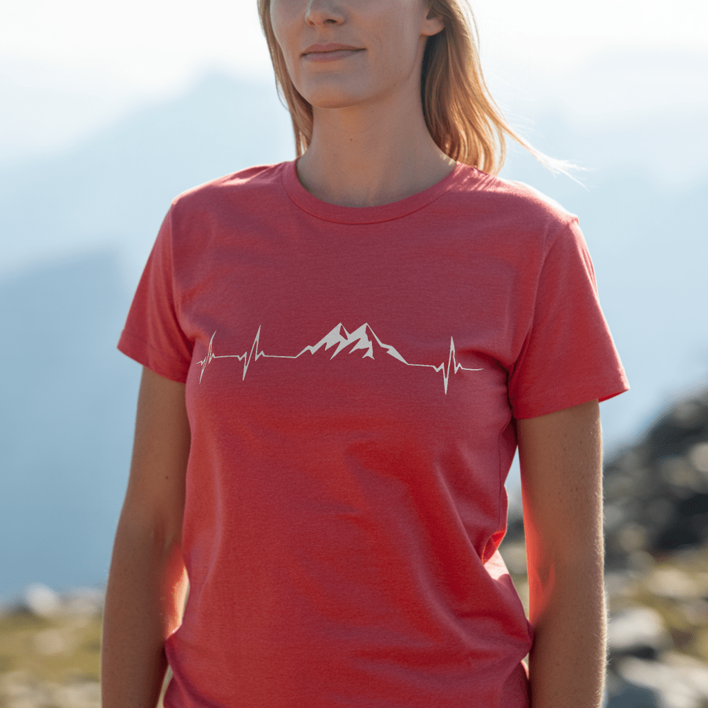 T-Shirt Heather Red / S Mountain Pulse Minimalist T-Shirt